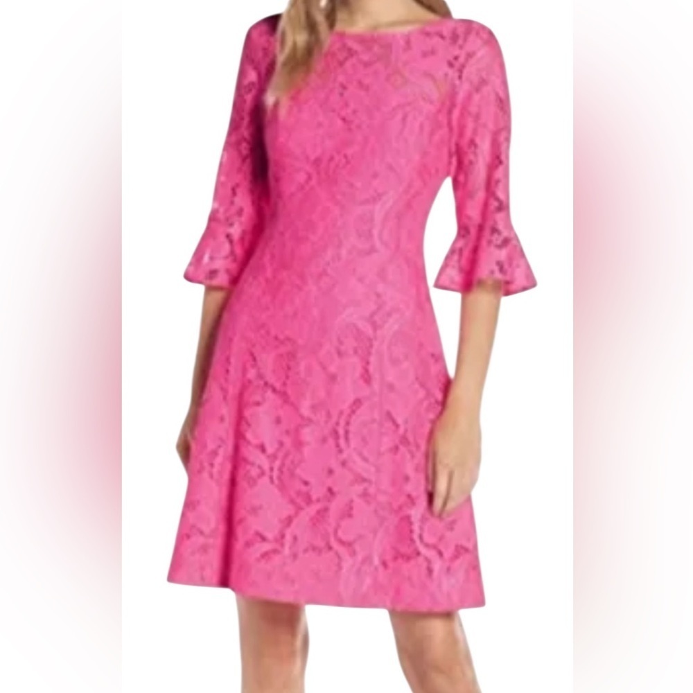 Lilly Pulitzer Allyson Floral Vines Lace Dress Size 6  Hot Pink.